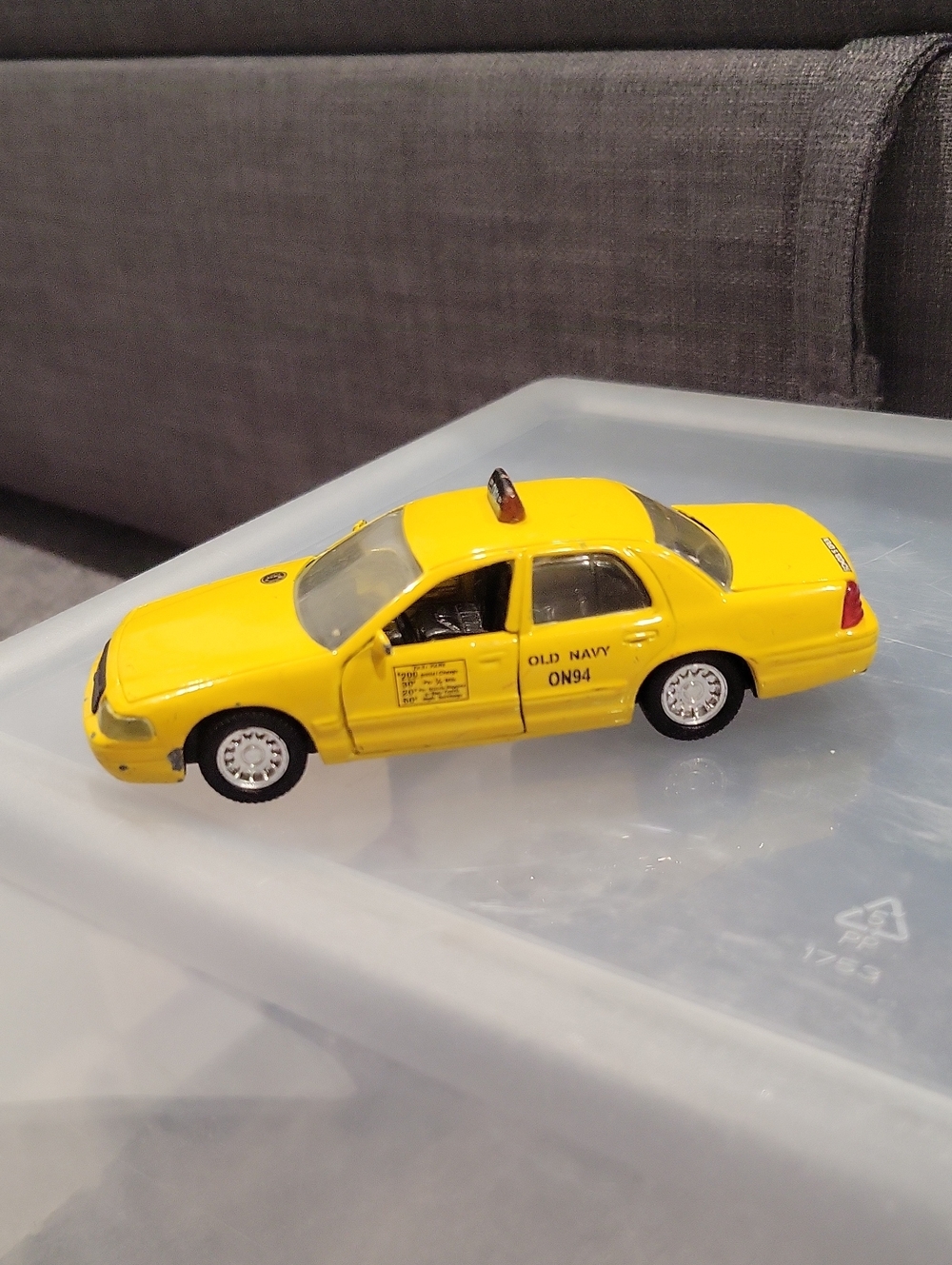 Old Navy Yellow Taxi Toy Car with Orange Roof Light